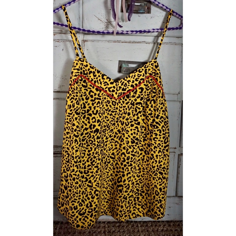 Refinery29 Yellow Leopard Cami Tank Top NWT New S